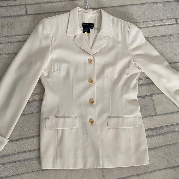 Vintage Y2K Women's striatum & Iseut Cream Blazer! Size 11 - Picture 9 of 14